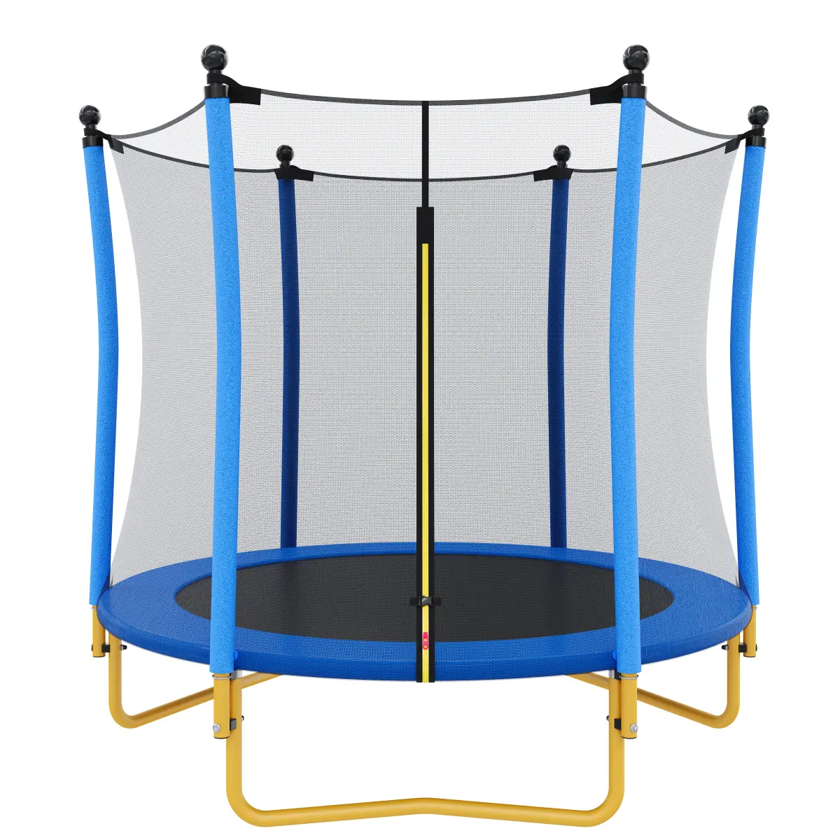 5.5 FT Kids Trampoline with Safety Net, Indoor Outdoor Toddler Trampoline with Enclosure, U-Shaped Stable Legs, Foam Padded Poles, Mini Trampoline for Kids Backyard Play, Blue