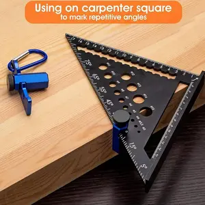 VAYWET Tall Stair Gauges for Framing Square with Holder Hook, Framing Jig for Speed Square, Framing Square Stops for Carpentry Squares Circular Saw Metal Stair Stringer Layout Tool for Carpentry Squares Stair Rafter Gauge Clamps Carpentry Jig Stops