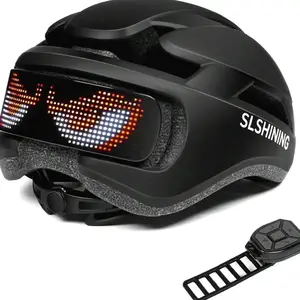 Gelrova LED Bike Helmet With Light - DIY LED Screen Display Helmet For Scooter, Bicycle, Skateboard, Unisex For Adults (Black): Sports Outdoor