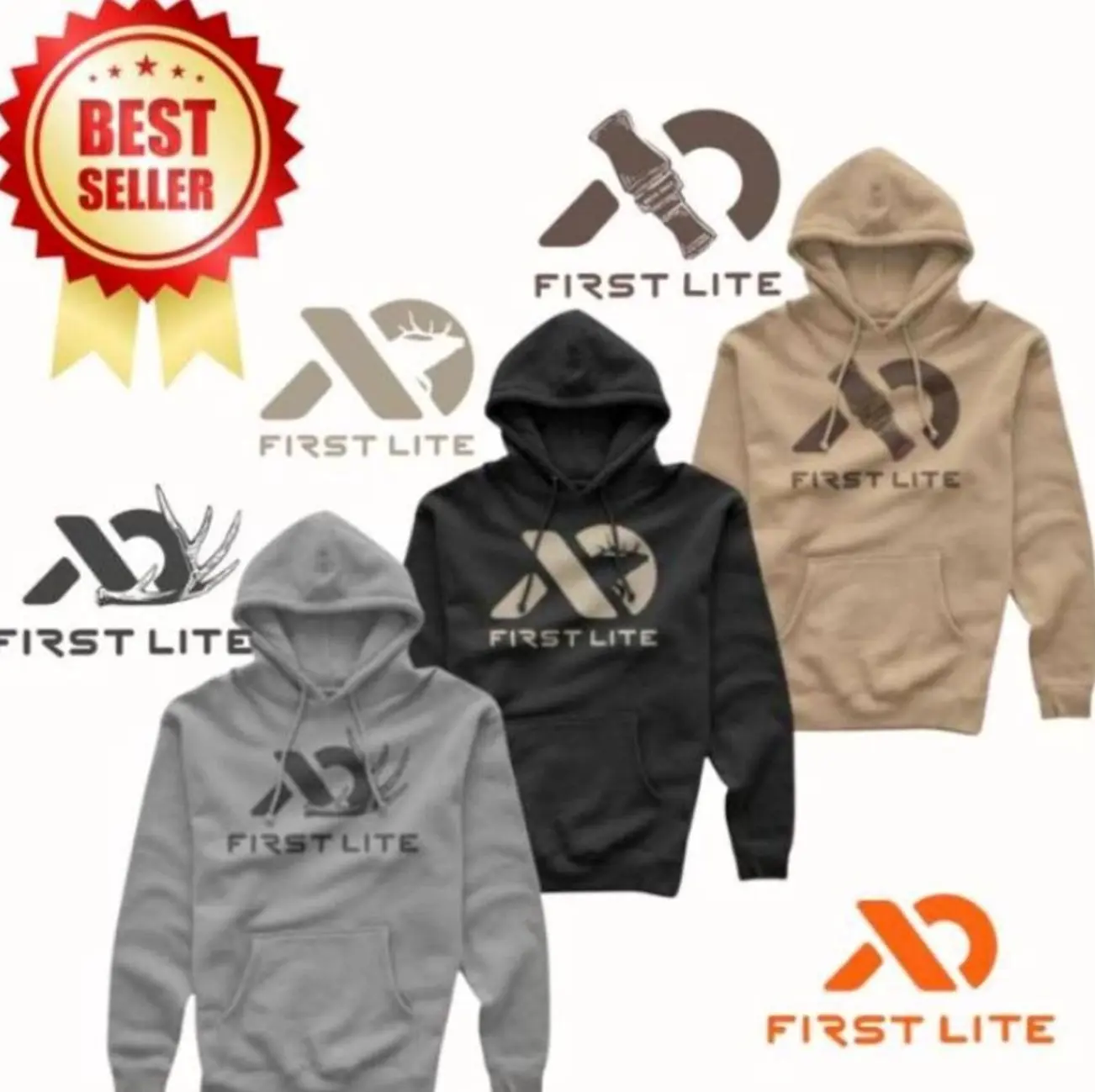 First Lite Logo Heavyweight Hoodie, Rugged Outdoor Hoodie, Warm Hunting Hoodie, Camping And Hiking Pullover, Unisex Cold Weather Apparel NWCTW