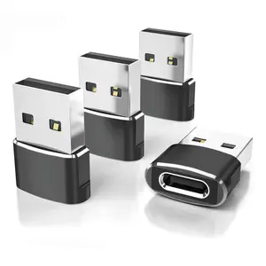 USB to USB C Adapter 4 Pack, Type C Female to USB A Male Converter for iPhone 17 16 15 iPad Samsung Black