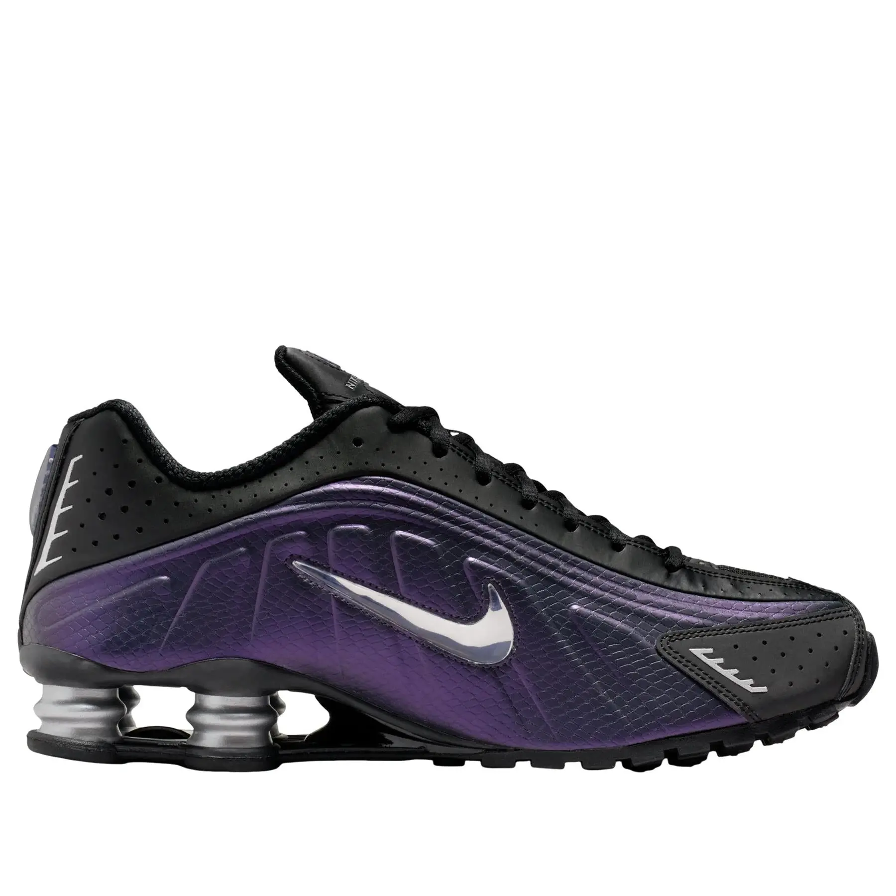 Nike Shox R4  Black Metallic Silver Purple Dynasty Men's IO4546-002 New Sneakers