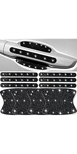 NETEPEM Bling Car Door Sill Protector 2PCS Car Door Edge Guard Rhinestones Door Threshold Protection 23.62x1.96 inch Anti-Scratch Strip Sticker Universal Bling Car Accessories(Black)
