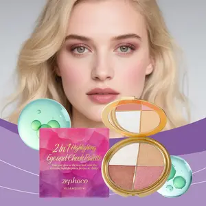 zephoco 2 In 1 Highlighting Eye And Cheek Palette,wardrobe eye & cheek palette - eyeshadow and highlighter makeup