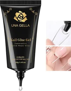 UNA GELLA Lamp-Curing Soak-Off Gel Nail Glue (40g), Strong Manicure Adhesive for Acrylic Fake Tips, Extension & Press-On Gelly Applications