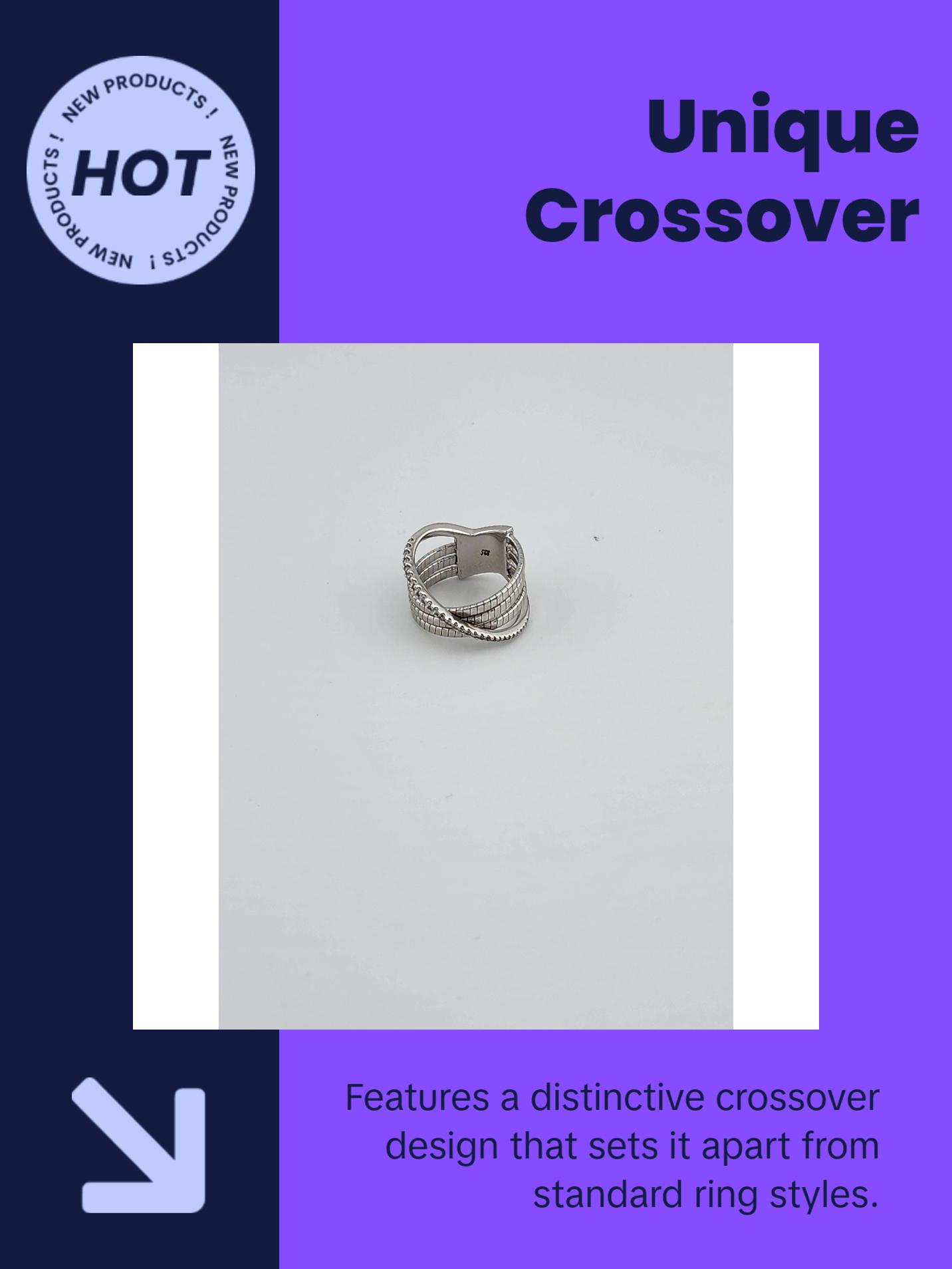 Brand New Sterling Silver 925 CrossOver Ring