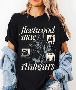 Retro 90s Fleetwood Mac Rumours T-Shirt Distressed Music Concert Graphic Tee For Fans