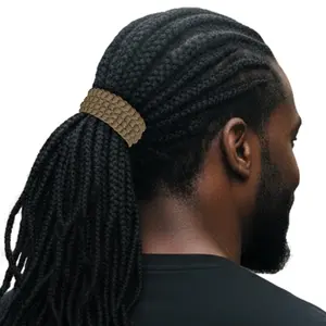 Men's Hair Ties Jumbo Size 2-Pack Taupe Super Stretchy for Locs and Braided Hair Soft & Strong Made in the USA