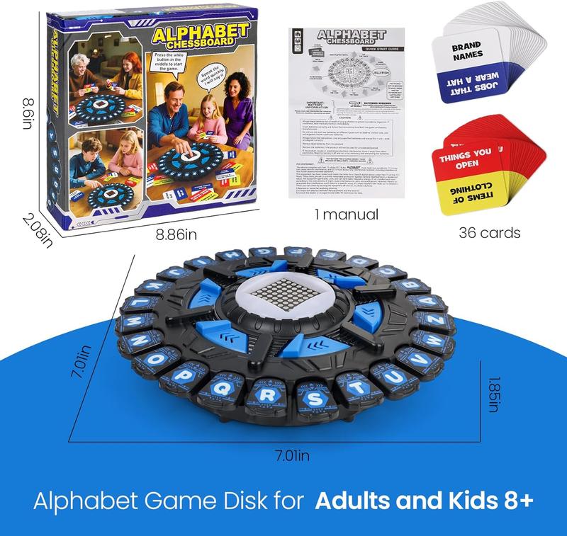 Fast-Paced Word Challenge Game: Alphabet Chess with 15-Second Timer & 36 Category Cards | Educational Family Board Game for Kids & Adults