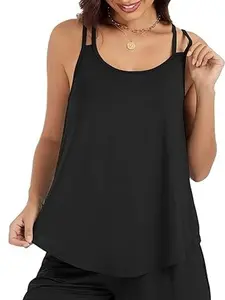 KevaMolly Pajama Set for Women 2 Piece Lounge Set Soft Pjs Sets Flowy Sleeveless Tank Top Comfy Shorts Sleepwear with Pockets