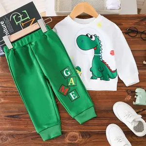 Ready Stock 6m-3y Baby Boys Outfits Dinosaur Print Long Sleeve Crew Neck Tops Elastic Pants Set 2Pcs Spring Fall Clothing Green 12407268