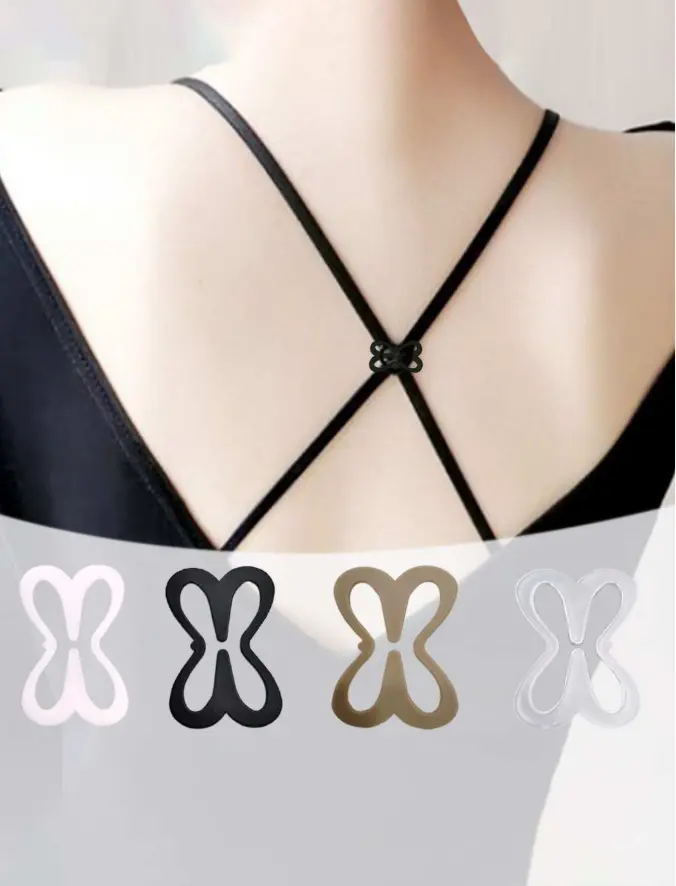 4pcs Flower Shaped Bra Strap Clips, Anti-slip Invisible Bra Straps Buckle For Women's Undergarment