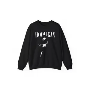Hooligan Streetwear Graphic Sweatshirt, Dark Aesthetic Rebel Crewneck, Edgy Urban Style Pullover, Minimal Black Outfit