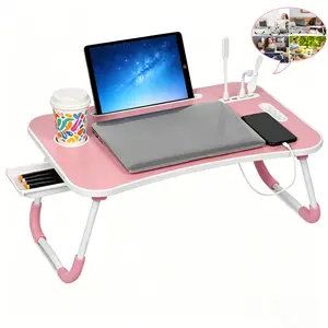 ZUVV Portable Laptop Bed Table with Cup Holder, Multifunctional Tray Holder with Tablet Card Slot-Perfect for Eating, Reading, Writing On The Bed, Sofa, Or Floor - Stable