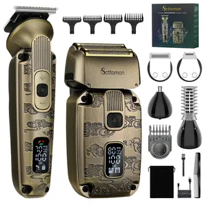 Professional Hair Clipper Kit & T-head Trimmer & Razor,Electric Shaver Razor for Men, Cordless Hair Trimmer for Barber Shop & Home Use, Portable Stubble Beard Trimmer Nose Hair Trimmer,6 in 1, Barber Clippers, Cordless Rechargeable Trimmer