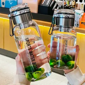 Viral Trending Summer Must-Have Large Capacity Borosilicate Glass Water Bottle, 1 Count Portable Leakproof Cup with Secure Lid, Food Grade BPA Free Heat Resistant Reusable Bottle, Dishwasher Safe for Gym Camping Travel Office Home Daily Use Drinkware