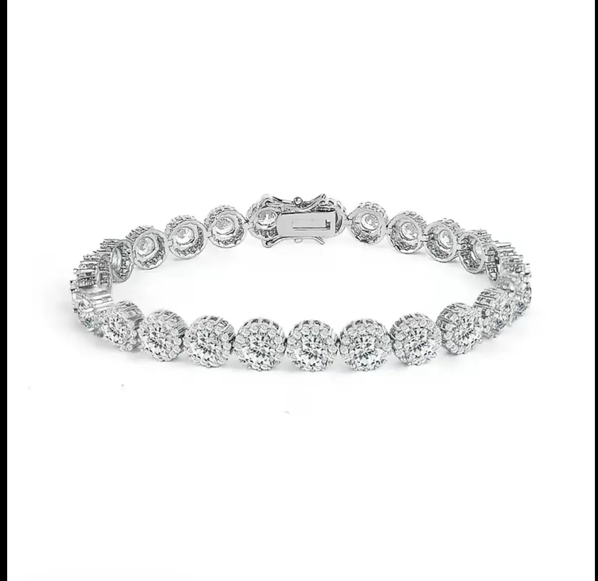 **Luxe Halo Tennis Bracelet for Women – Iced Out Round Cut Sparkling Stone Bracelet, Silver & Gold Tone, Luxury Statement Jewelry, Stackable Bracelet, Bridal Wedding Prom Anniversary Birthday Gift**