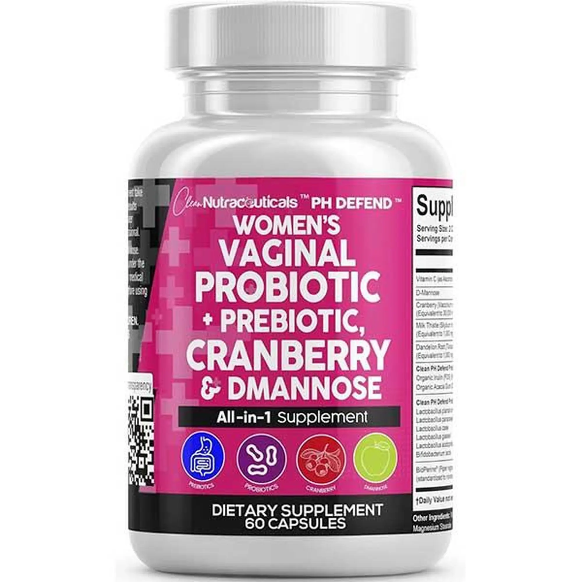 Clean Nutraceuticals Vaginal Probiotics For Women + Prebiotics, Cranberry, Dmannose & More for Women's Healthy Odor and Tract Support Capsules – PH Defend Clean Nutraceuticals Vaginal Probiotics For Women + Prebiotics, Cranberry, Dmannose & More for Women's Healthy Odor and Tract Support Capsules – PH Defend