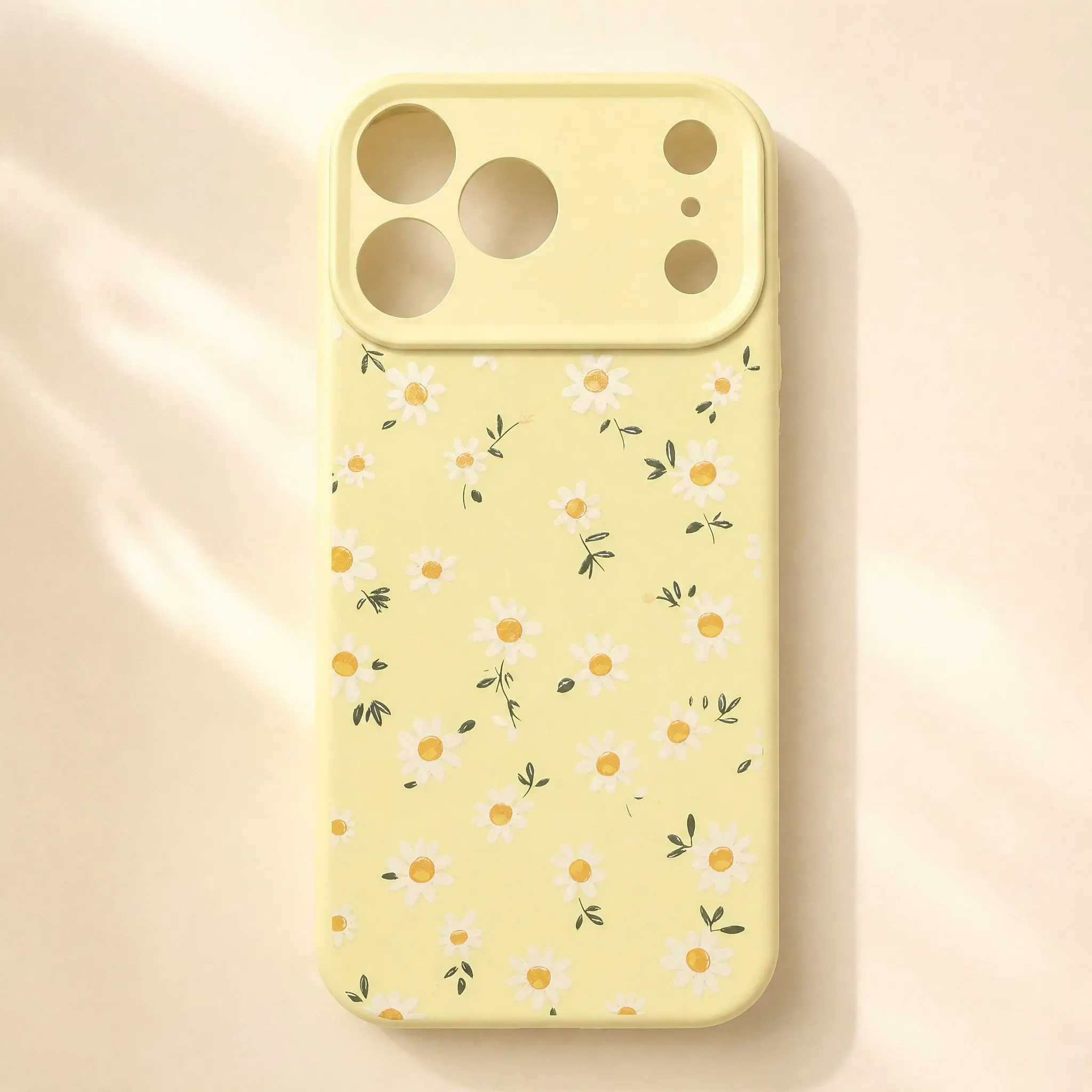 Summer Daisy iPhone Case, Cute Yellow Floral Silicone Phone Cover, Soft Grip Protective Case for iPhone 17 16 15 14 13 12 11 Pro Max Plus
