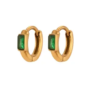 Emerald Green Huggie Earring