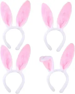 Bunny Ears Headbands, 4 PCS Rabbit Ear Hairbands for Easter Party Masquerade Animal Theme Party