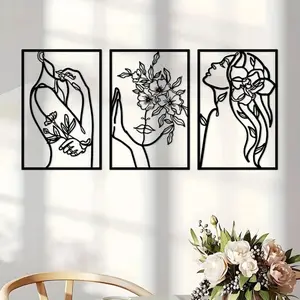 Metal Simple Abstract Feminine Flowers Wall Art Ideal Gift for Bedroom Bathroom and Kitchen Decor Modern Home Decor Stylish Metal Wall Hanging
