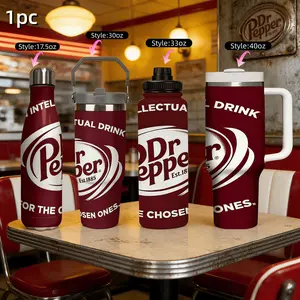 1pc 17.5/30/33/40oz Dr Pepper religious Large-capacity stainless steel insulated cup, Bottles, Portable Handle/Straight-Lid Travel Tumbler,Double-Perfect for Outdoor Activities,Camping,Christmas, Halloween