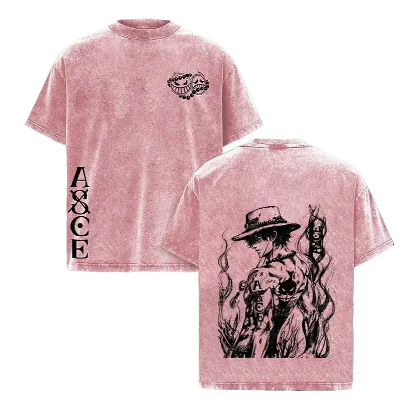 [BT 100%cotton]Ace Shirt – OP Washed Oversized Tee, Fire Fist Graphic, Retro Pirate Streetwear, Anime Gift for Fans 2026 graphic tee cotton graphic tees humorous tshirt men christian clothing funny shirts men's t shirts cotton tee shirt