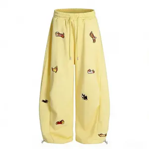 Unisex Embroidery Puppy Baggy Barrel Sweatpants Y2K Streetwear Loose Fit Vintage Joggers, Hip-hop Preppy Loose Casual Wide Leg Pants, New Street Style Hot Girl Loose Casual Pants