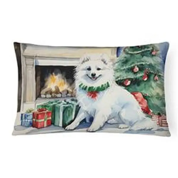 16 x 12 in. Unisex American Eskimo Christmas Fabric Decorative Pillow