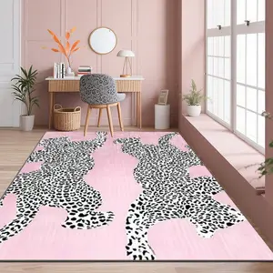Velvet soft and comfortable patterned printed carpet, Animal Print Rug, suitable for multiple scenarios, available in various sizes, soft and non-shedding, Leopard Print Rug