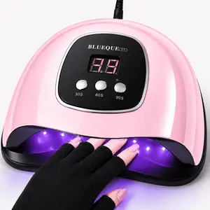 2Pcs UV LED Nail Lamp With Anti UV Protection Gloves Set Automatic Infrared Sensor 3 Timer Settings 24 Dual Light Beads Gel Nail Dryer For Fingernail Toenail Home Salon Manicure Supplies