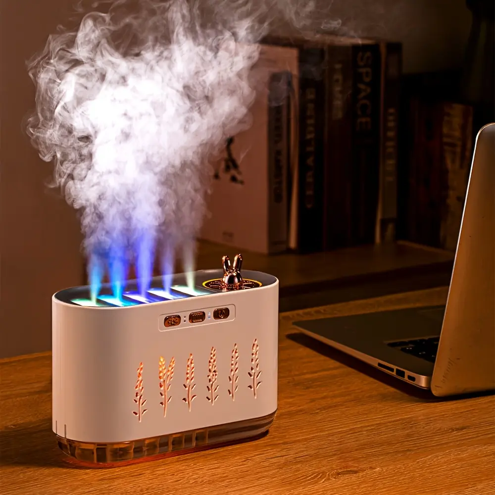 A USB Rechargeable Aromatherapy Humidifier with Colorful Lights, Designed for Home Use in Bedrooms, Featuring a Quiet Operation And a Creative Dynamic Seven-Color Sound Control Misting Function