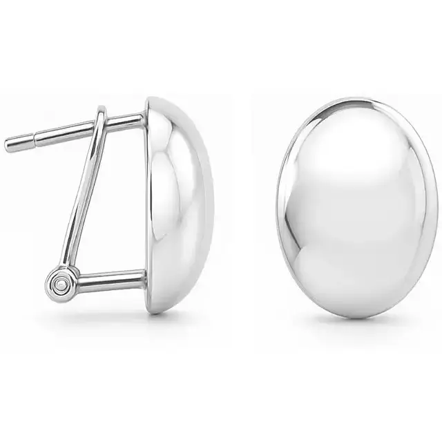 LeCalla 925 Sterling Silver Omega Back Earrings Omega-Clip Back Pierce Earrings Dome Clip On Large Omega Stud Earrings for Women - 16mm