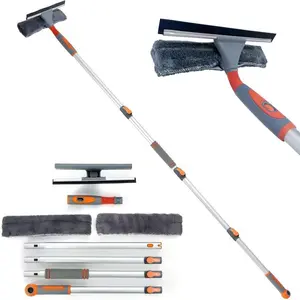 Professional Window  Cleaner, 2 in 1 Shower  with Extension Pole, 62'' Telescopic Window Washing Equipment with Bendable , Glass Cleaning Tools for Indoor/Outdoor High Window