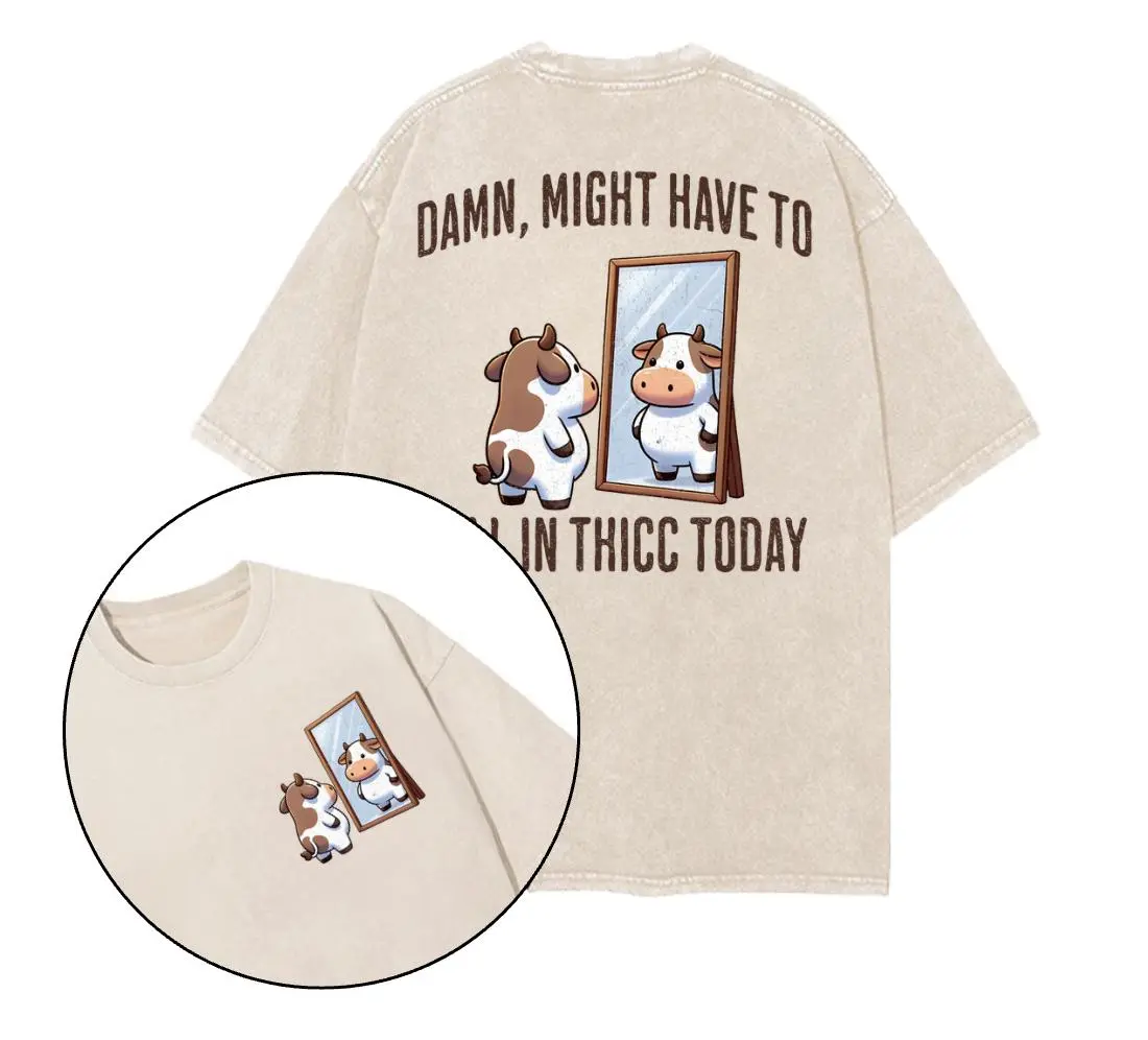 Damn, Might Have to Call in Thicc Today Printed Gym Shirt, Gym Shirt, Vintage Gym Design T-Shirt, Gym Shirt Women Top Womenswear Tshirt - Celebrity Style, Gym Shirt Women-women's shirt
