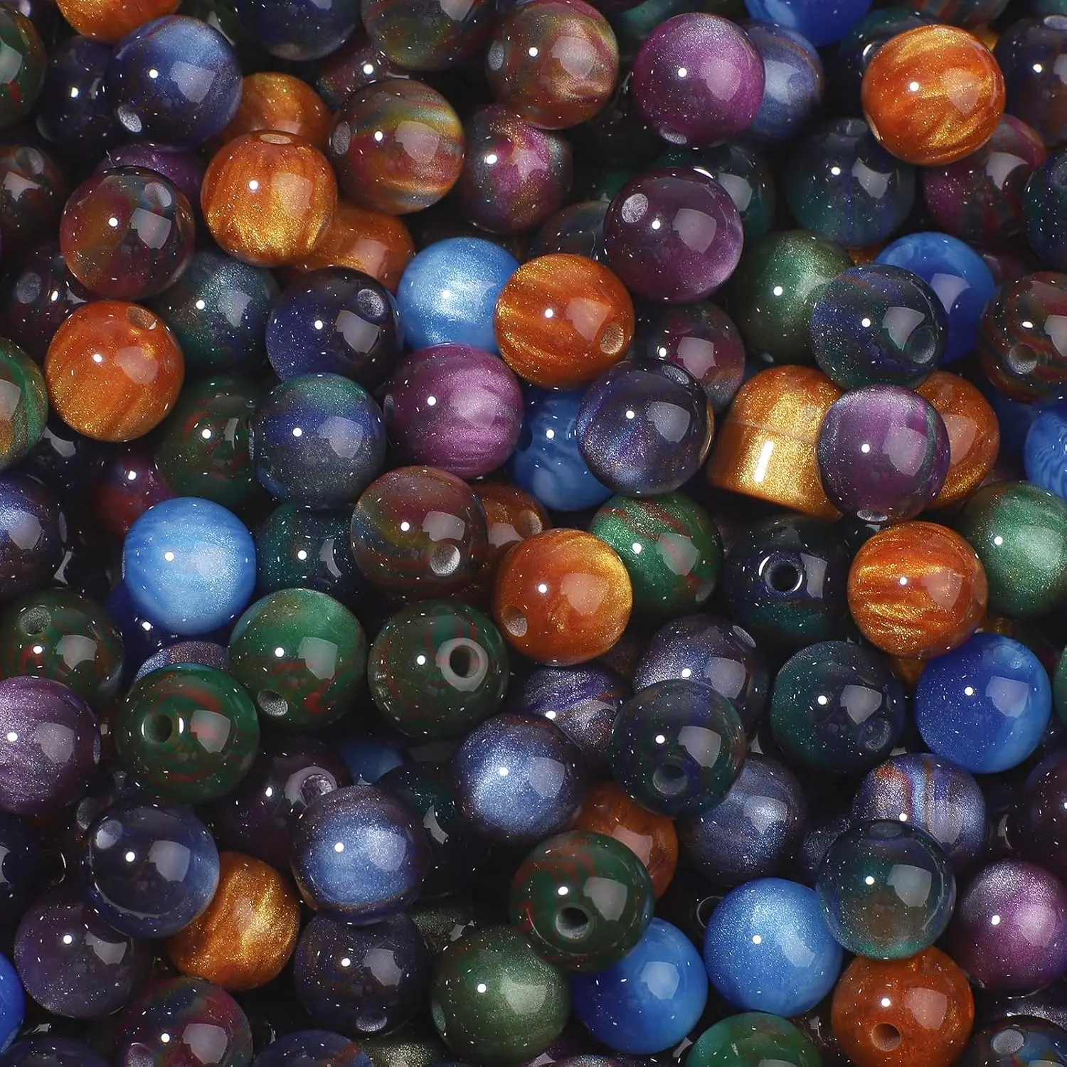 100 count 8mm Multicolored  Tiger Eye  Beads Use for  Making Crafting and DIY  Craftwork
