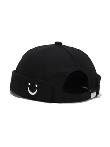 simple smiley face embroidered cotton landlord hat men's and women's trendy brimless melon guppi cap beret trendy hip-hop Beanie