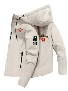 Men's Polar Explorer Hooded Jacket, Casual Windproof Jacket, Lightweight Motorcycle Riding Coat, Zipper Design, Long Sleeve, Fitted, All Seasons