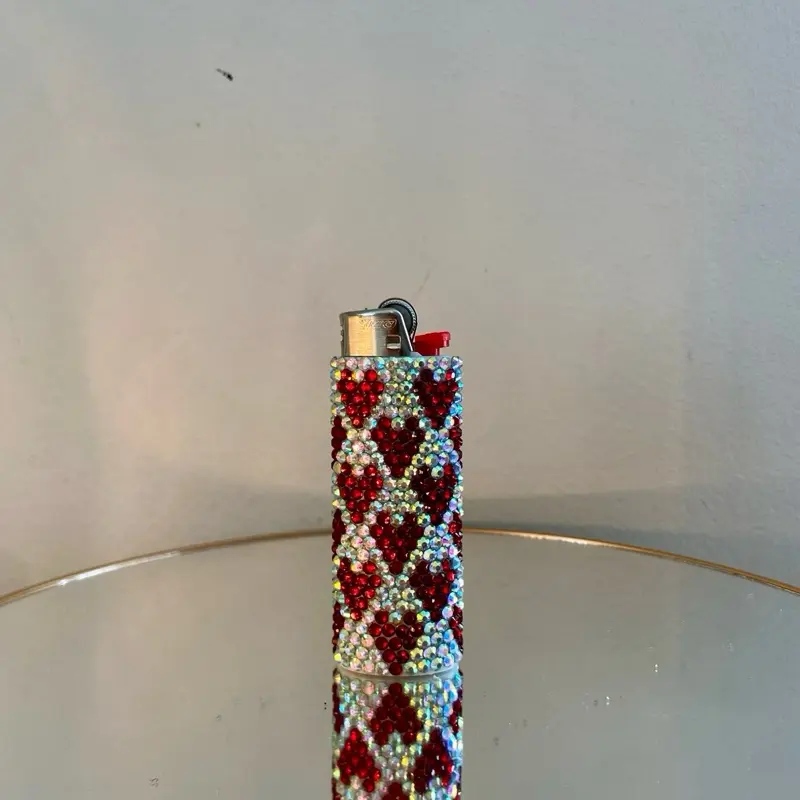Custom Reusable Rhinestone Lighter Case Queen of Hearts Collection