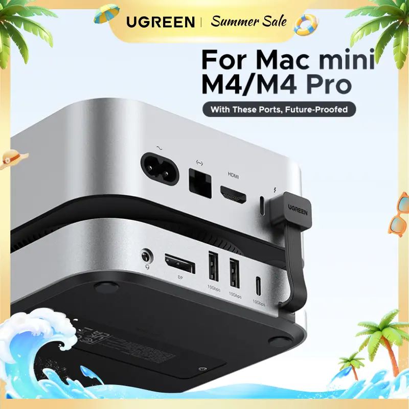 UGREEN Mac mini M4 Dock & Stand with NVMe SSD Enclosure, 3 USB A 10Gbps, USB C Data Port, SD Card Reader for Mac mini M4/ M4 Pro,Summer Sale