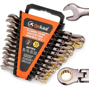 "TODAY ONLY" Flexible Ratcheting Wrench Set 12pcs Metric 8-19mm Flex-Head Spanner Gear Ring Ratchet Combination Wrenches Kit with Portable Organizer