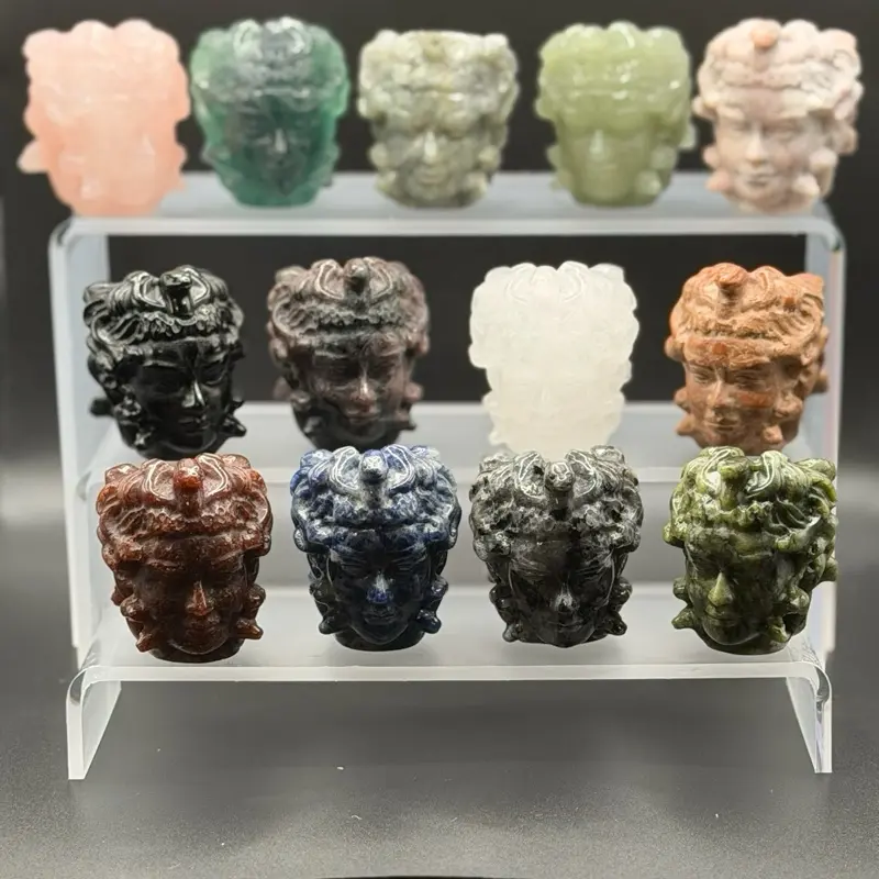 Hand-Carved Natural Crystal Medusa Figurine - Mystical Power & Protection for Meditation & Shadow Work - Unique Spiritual Art for Women's Empowerment