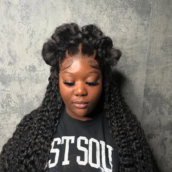 Fiojie 13x6 Transparent Lace Frontal Non Remy Curly Unit, 38” Size, 200% Composition