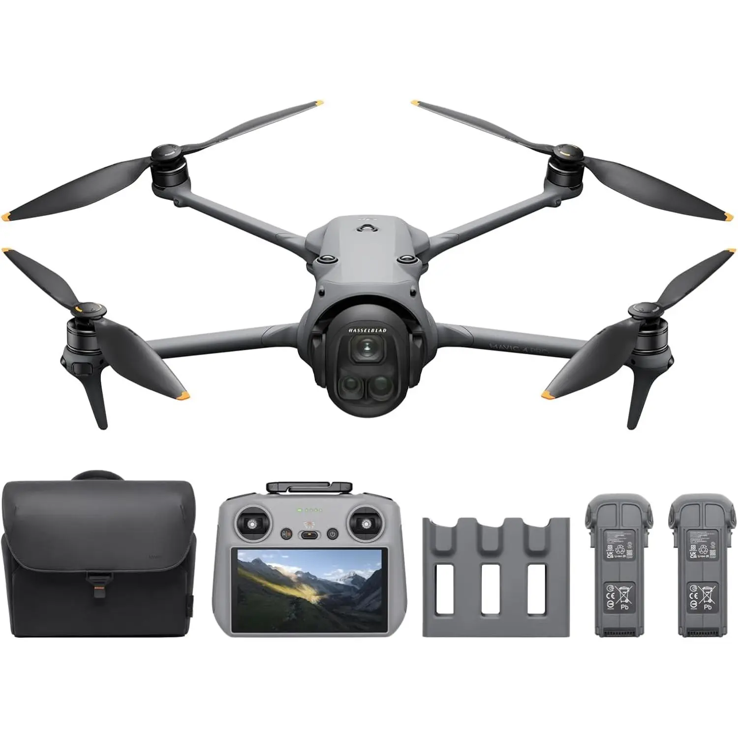 Mavic 4 Pro Fly More Combo with DJI RC 2, Flagship Tri-Camera Drone with 100MP 4/3 CMOS Hasselblad Camera, 30km/18.6mi Video Transmission, 51-Min Max Flight Time, Charging Hub, and More
