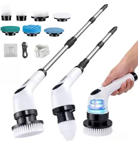 Electric Spin Scrubber for Cleaning Adjustable Shower Brush with 7 Replaceable Heads 2 Speeds 2500mAh Battery IPX6 Waterproof Cordless White