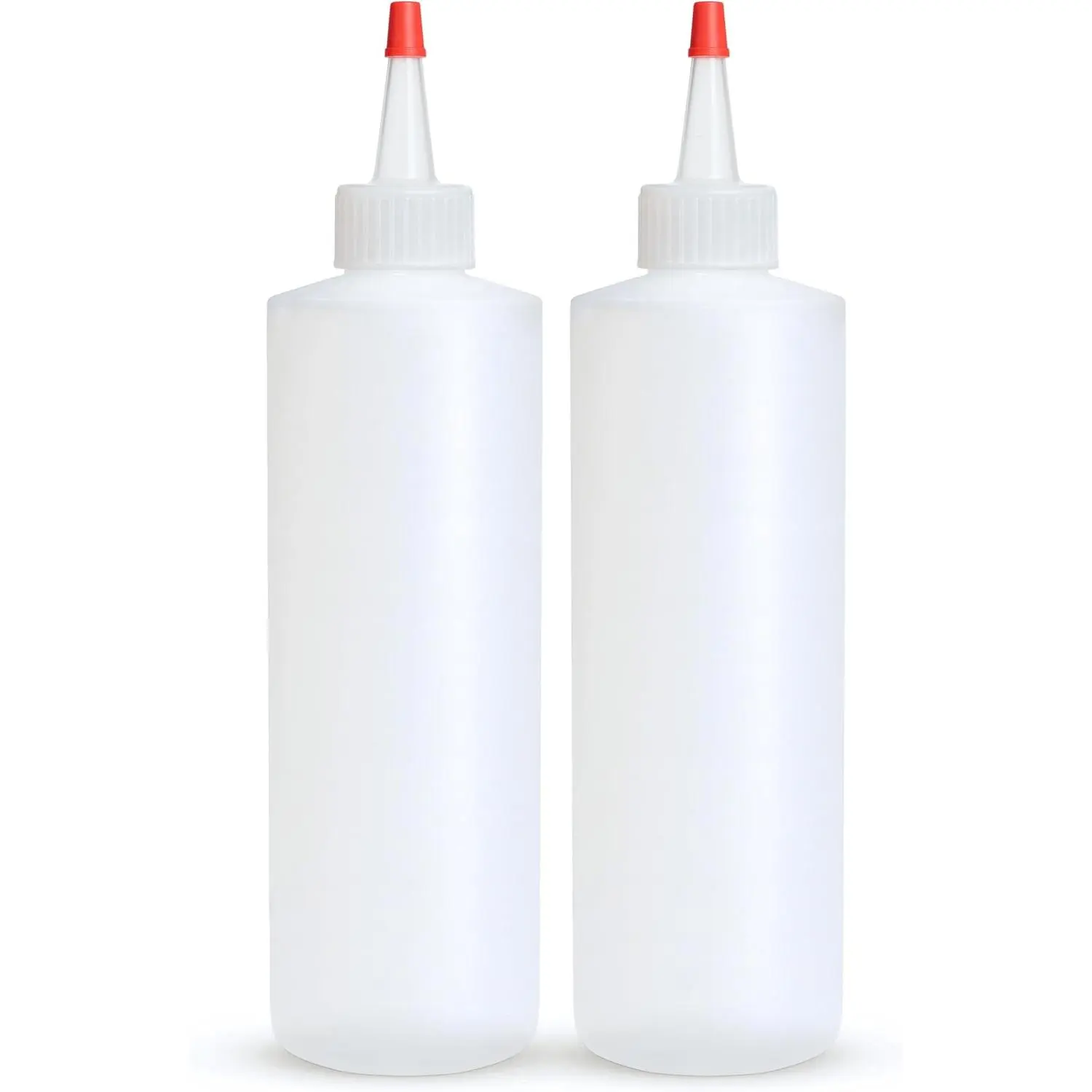 Modern 8 oz Condiment Squeeze Bottles, Pack of 2 Empty Plastic Bottles with Red Top Caps, Leak Proof for Kitchen Sauces, Ketchup, Arts & Crafts, 8 Oz - Pack Of 2, 8Oz
