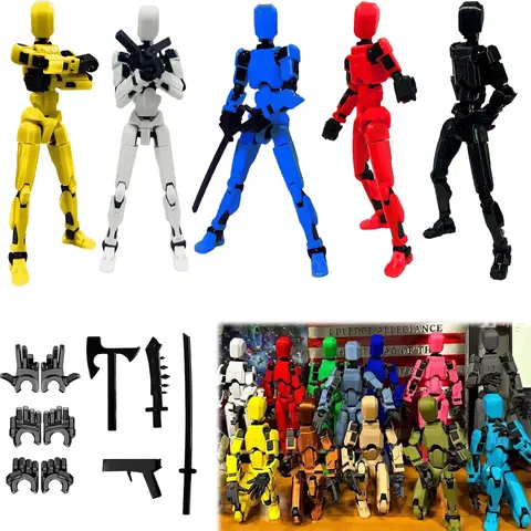 5pc Pre-Assembled ABS Plastic Dummy Titan T13 Action Figure Model Set by Chuangxin Toy Media Company, Multi-Jointed Dynamic Moves, Collectible Figurines, Desktop Decoration, 12 Years Above Teen Boy & Geek Gift with 3D-Printed Options