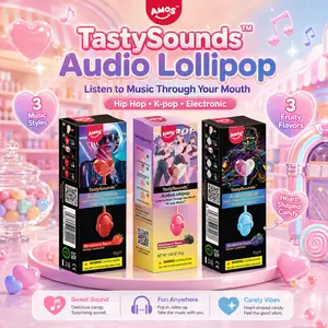 AMOS TastySounds Audio Lollipop Candy Gift – Heart-Shaped Music Lollipop, Sweet Strawberry & Berry Flavors, Cute Tech Candy, Romantic Creative Gift, Individually Wrapped Surprise-7
