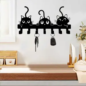 Eight-Hook Wall-Mounted Key Rack Ideal For Hallways, This Metal Storage Rack Holds Keys, Bags, And Leashes.7.87" X 3.75" Decorative Key Rack Perfect For Hallways, Shoe Cabinet Areas, Or Entryways.Cozy Home Design And Wall Deocr.